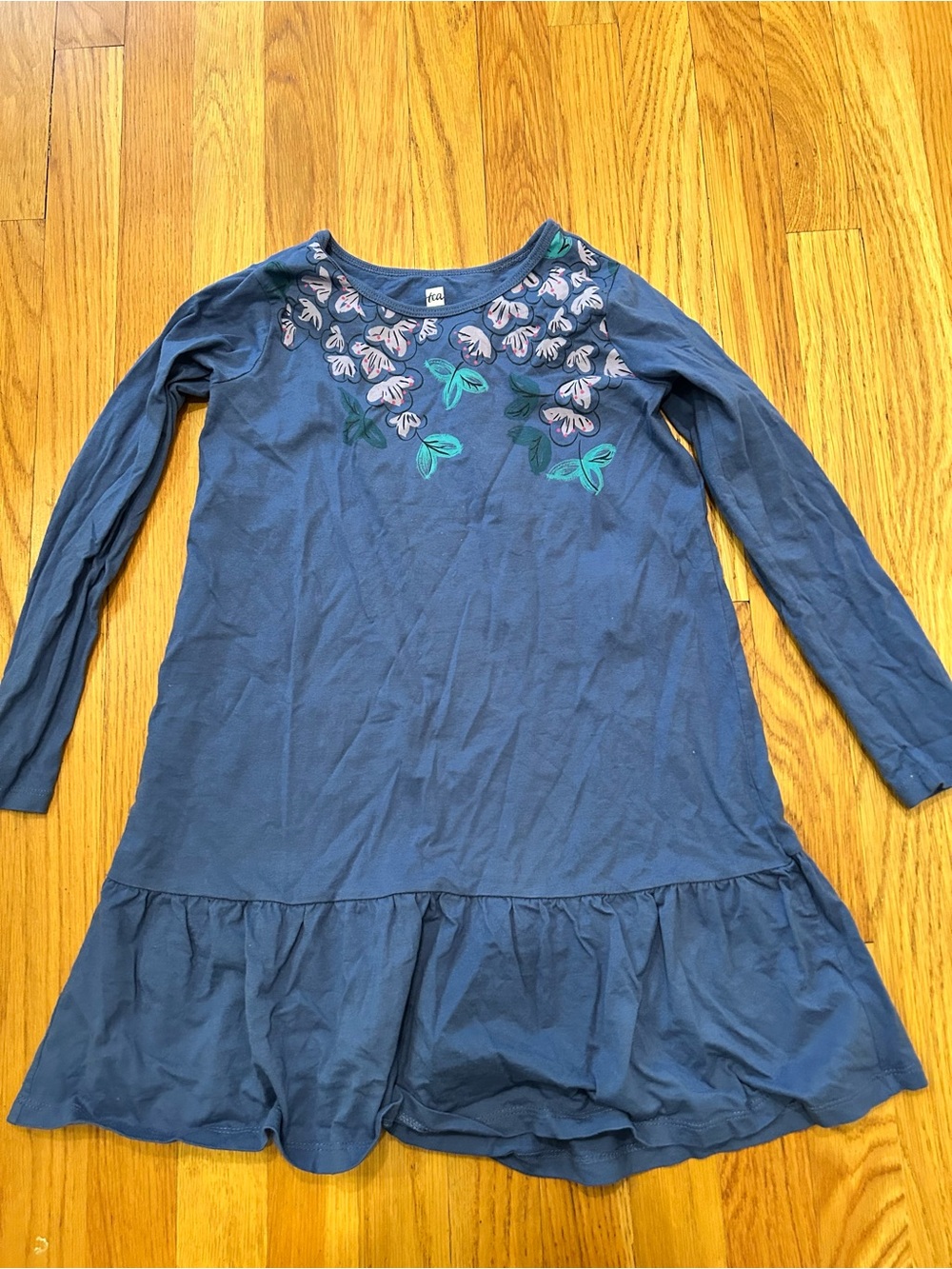 Tea Collection 7 Girls' Blue Floral Long-Sleeve Dress